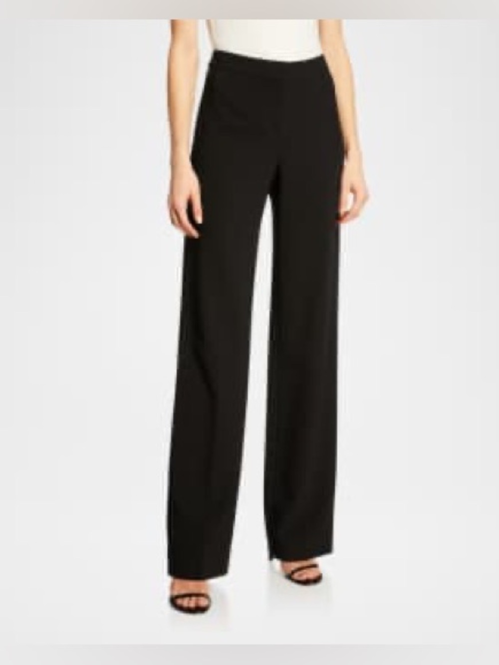 St John Santana Knit Black Pull On Pants Wide Leg High Waist Size 10